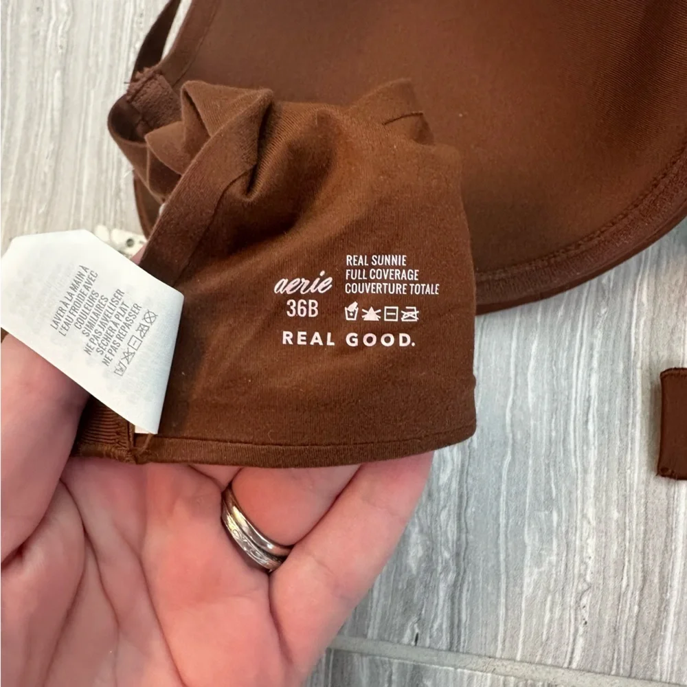 Aerie Real Sunnie Full Coverage Lightly Lined Bra Chocolate Brown 36B NWT - Picture 6 of 6